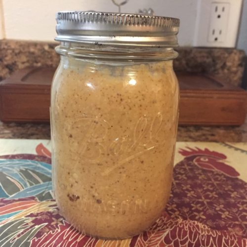 homemade peanut butter in pint jar
