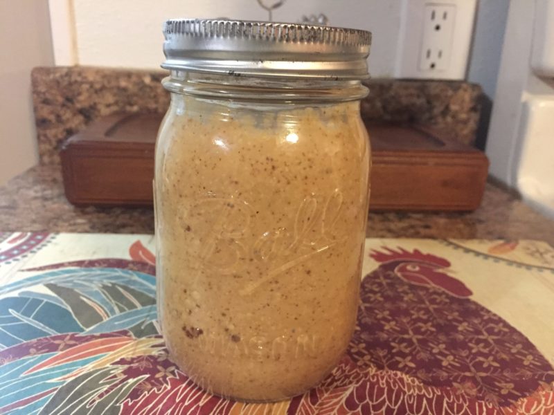 homemade peanut butter in pint jar