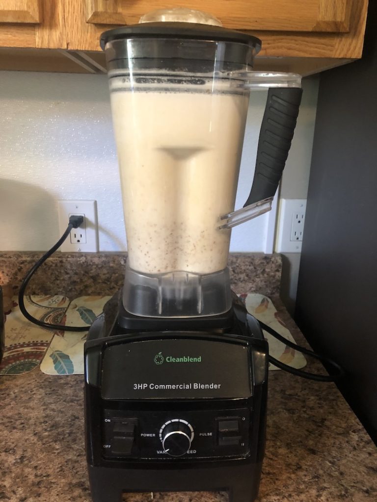 photo of almond milk in blender